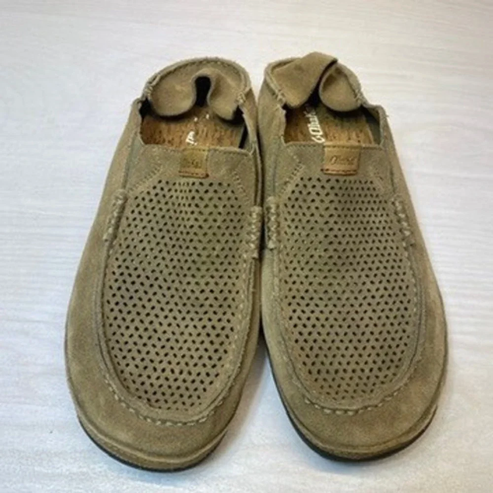 OluKai Mens 11 Moloa Kohana Slip On Loafers Suede Olive  display picture 1